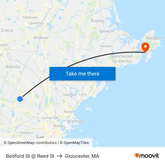 Bedford St @ Reed St to Gloucester, MA map