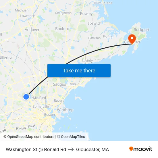 Washington St @ Ronald Rd to Gloucester, MA map