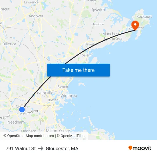 791 Walnut St to Gloucester, MA map