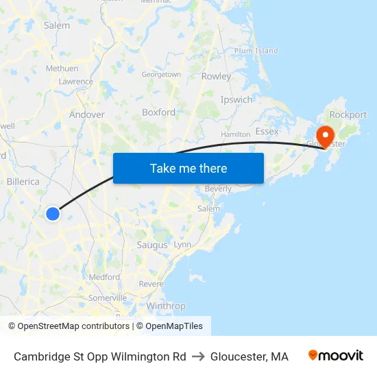 Cambridge St Opp Wilmington Rd to Gloucester, MA map