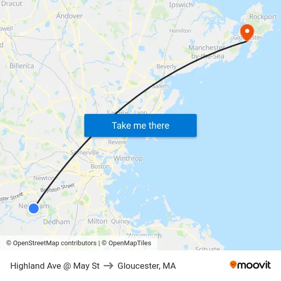Highland Ave @ May St to Gloucester, MA map