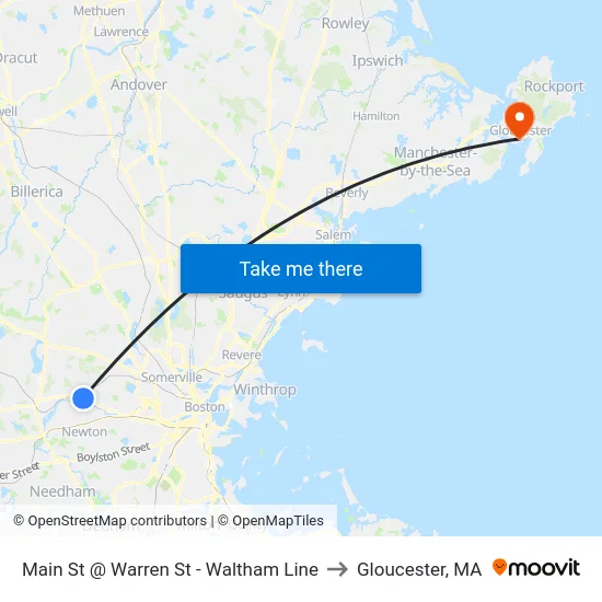 Main St @ Warren St - Waltham Line to Gloucester, MA map