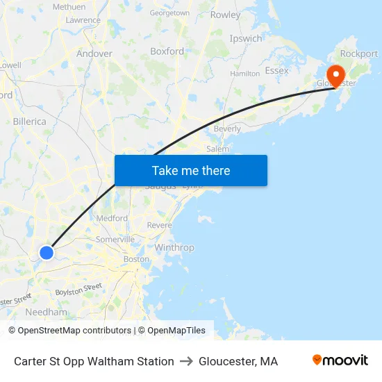 Carter St Opp Waltham Station to Gloucester, MA map
