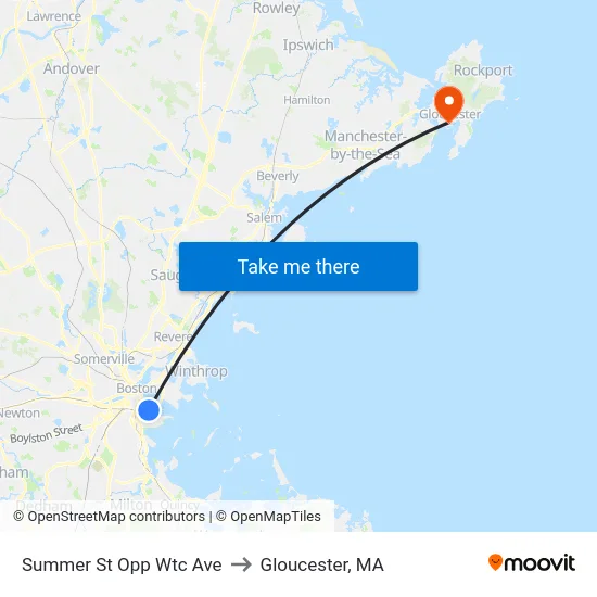 Summer St Opp Wtc Ave to Gloucester, MA map