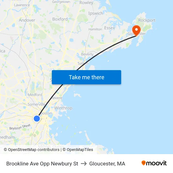 Brookline Ave Opp Newbury St to Gloucester, MA map