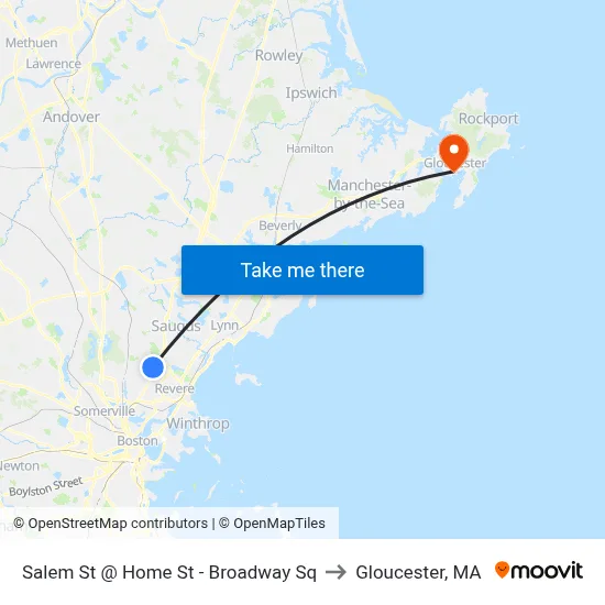 Salem St @ Home St - Broadway Sq to Gloucester, MA map