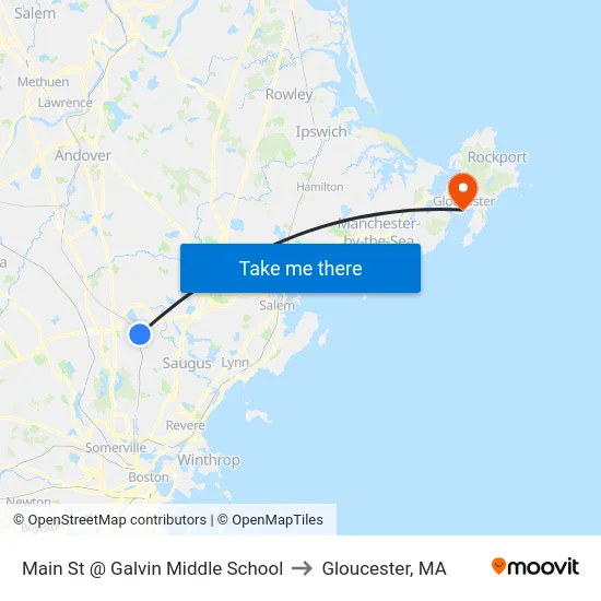 Main St @ Galvin Middle School to Gloucester, MA map