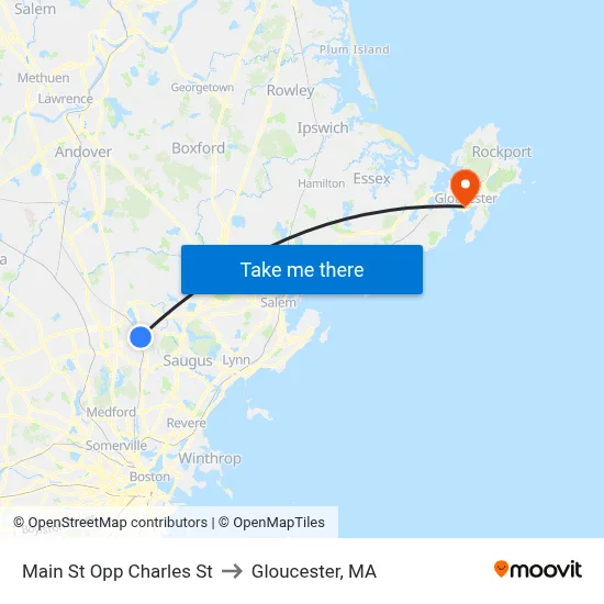 Main St Opp Charles St to Gloucester, MA map