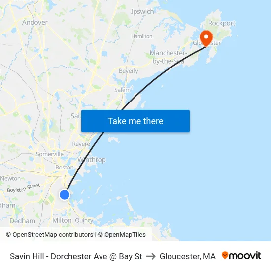 Savin Hill - Dorchester Ave @ Bay St to Gloucester, MA map