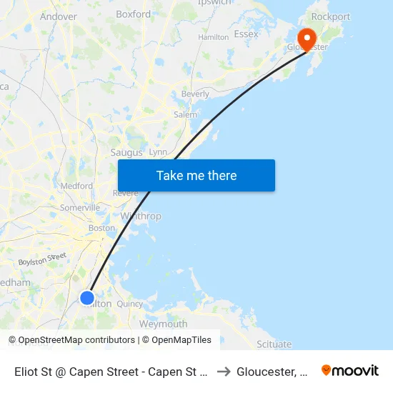 Eliot St @ Capen Street - Capen St Sta to Gloucester, MA map