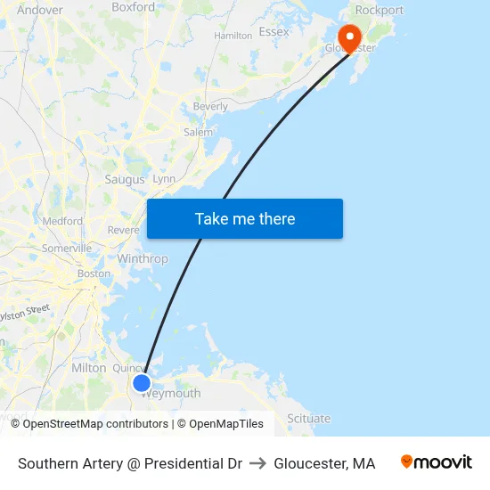 Southern Artery @ Presidential Dr to Gloucester, MA map