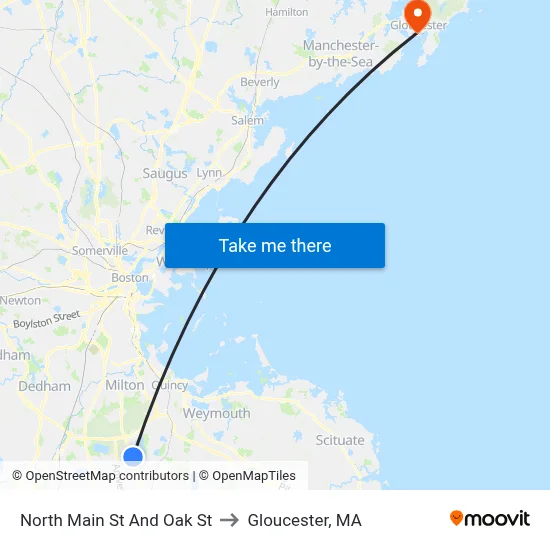 North Main St And Oak St to Gloucester, MA map
