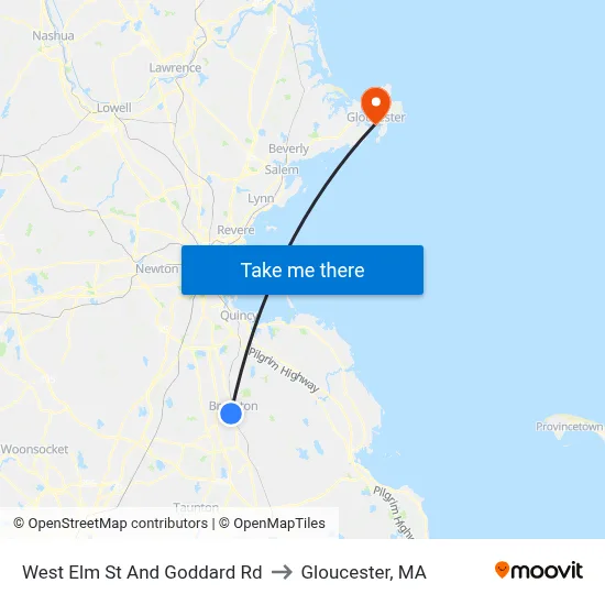 West Elm St And Goddard Rd to Gloucester, MA map