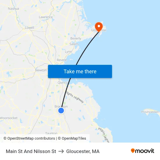 Main St And Nilsson St to Gloucester, MA map