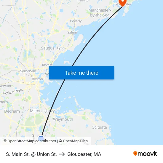 S. Main St. @ Union St. to Gloucester, MA map