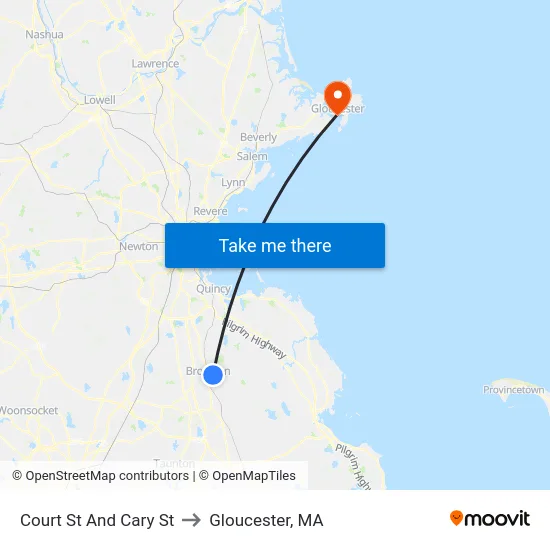 Court St And Cary St to Gloucester, MA map
