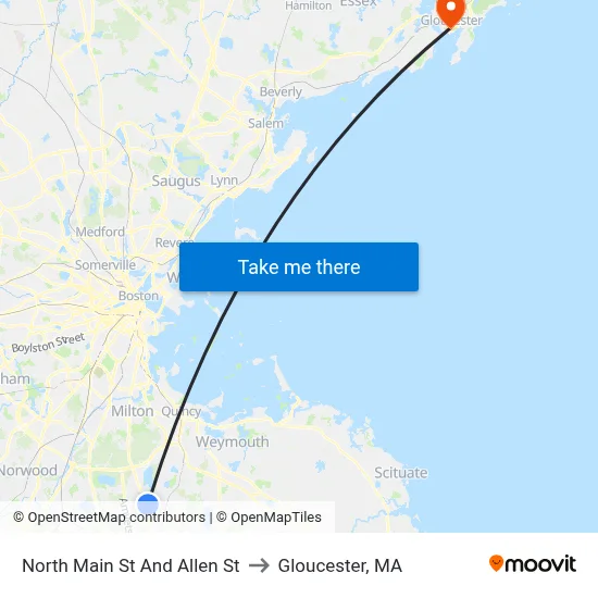 North Main St And Allen St to Gloucester, MA map