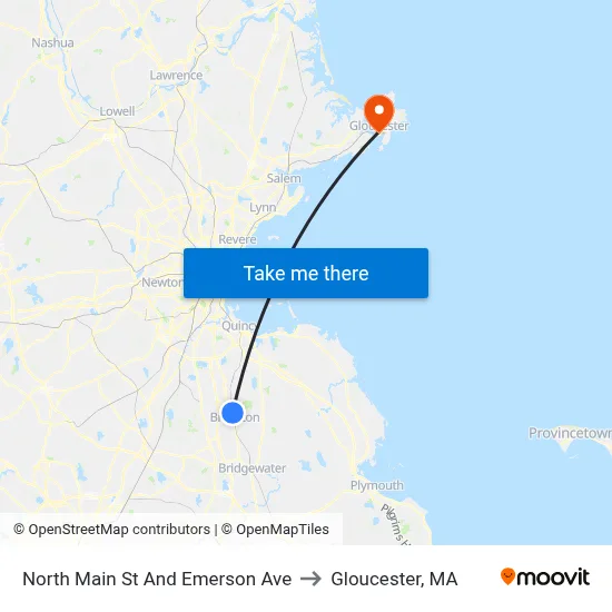 North Main St And Emerson Ave to Gloucester, MA map