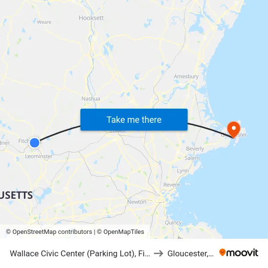 Wallace Civic Center (Parking Lot), Fitchburg to Gloucester, MA map