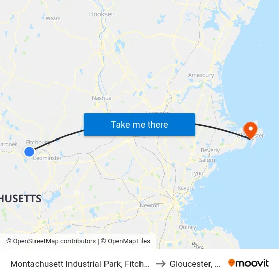 Montachusett Industrial Park, Fitchburg to Gloucester, MA map