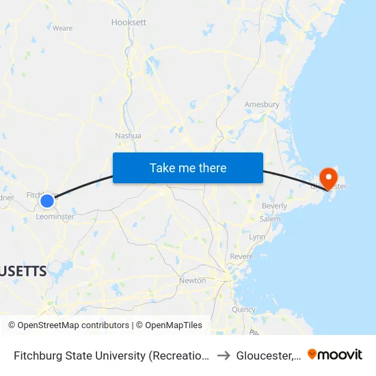 Fitchburg State University (Recreation Center) to Gloucester, MA map