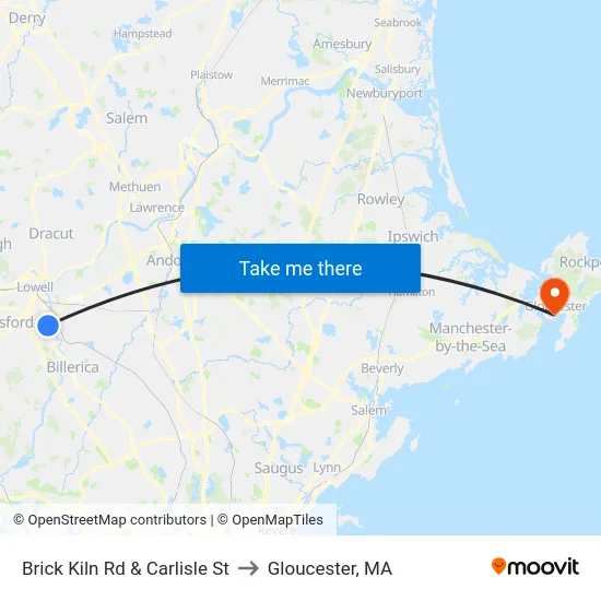 Brick Kiln Rd & Carlisle St to Gloucester, MA map