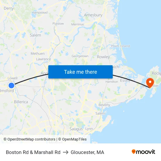 Boston Rd & Marshall Rd to Gloucester, MA map