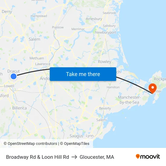 Broadway Rd & Loon Hill Rd to Gloucester, MA map