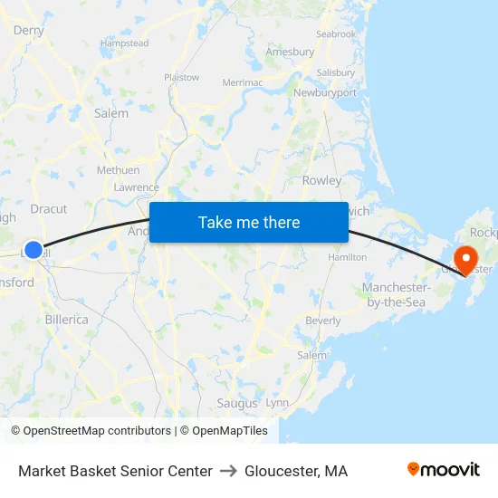 Market Basket Senior Center to Gloucester, MA map