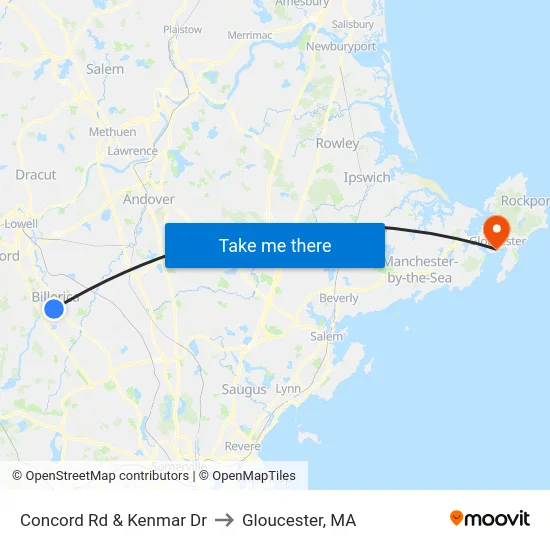 Concord Rd & Kenmar Dr to Gloucester, MA map