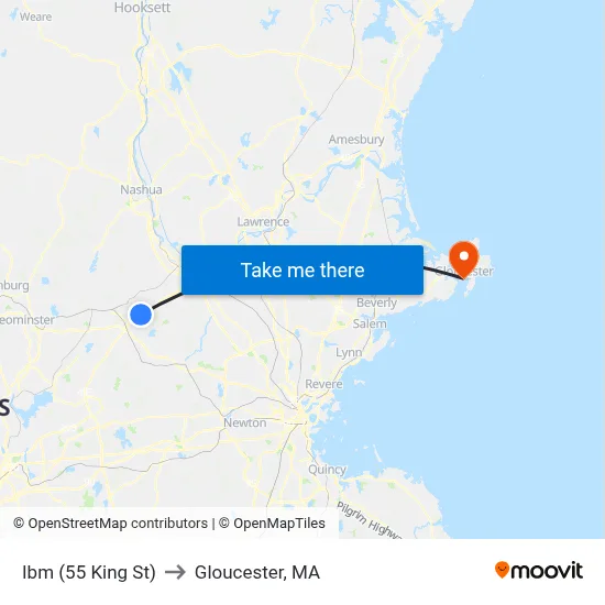 Ibm (55 King St) to Gloucester, MA map