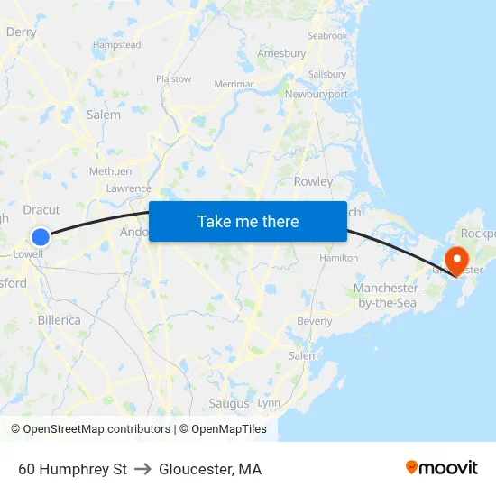 60 Humphrey St to Gloucester, MA map