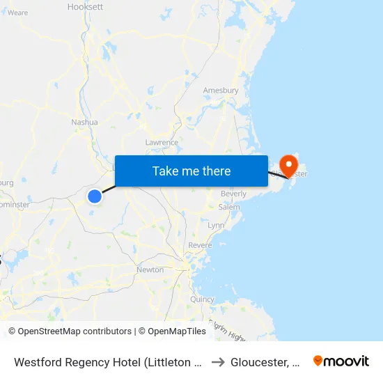 Westford Regency Hotel (Littleton Rd) to Gloucester, MA map