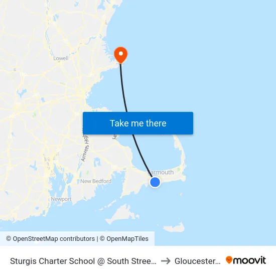 Sturgis Charter School @ South Street, Hyannis to Gloucester, MA map