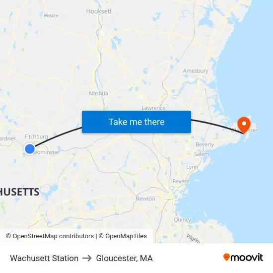 Wachusett Station to Gloucester, MA map