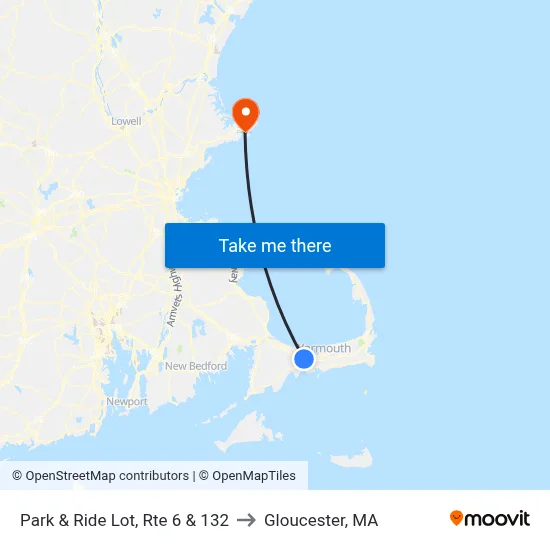 Park & Ride Lot, Rte 6 & 132 to Gloucester, MA map