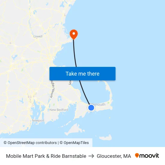 Mobile Mart Park & Ride Barnstable to Gloucester, MA map