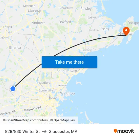 828/830 Winter St to Gloucester, MA map
