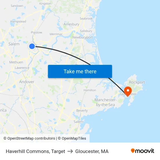 Haverhill Commons, Target to Gloucester, MA map