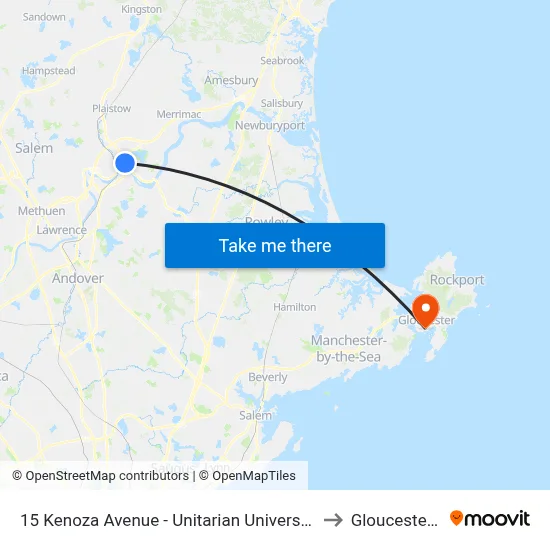 15 Kenoza Avenue - Unitarian Universalist Church to Gloucester, MA map