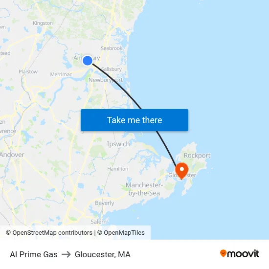 Al Prime Gas to Gloucester, MA map