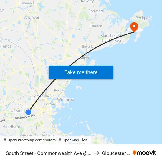 South Street - Commonwealth Ave @ South St to Gloucester, MA map