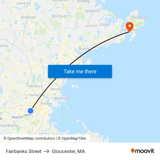 Fairbanks Street to Gloucester, MA map