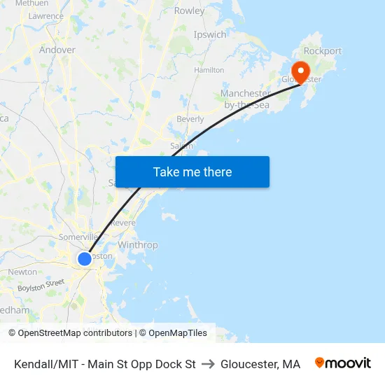 Kendall/MIT - Main St Opp Dock St to Gloucester, MA map