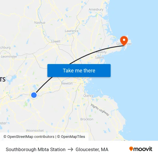 Southborough Mbta Station to Gloucester, MA map