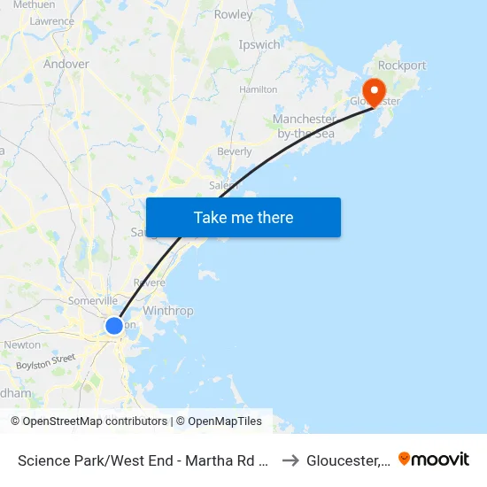 Science Park/West End - Martha Rd @ Amy Ct to Gloucester, MA map