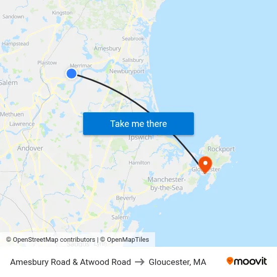 Amesbury Road & Atwood Road to Gloucester, MA map