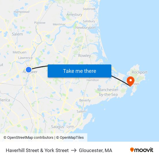 Haverhill Street & York Street to Gloucester, MA map