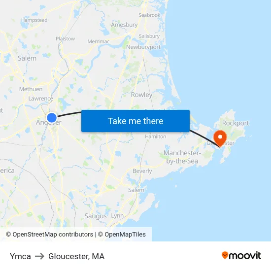 Ymca to Gloucester, MA map