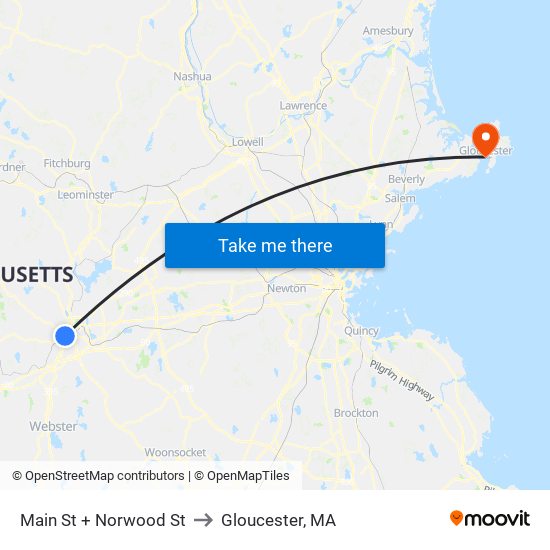 Main St + Norwood St to Gloucester, MA map